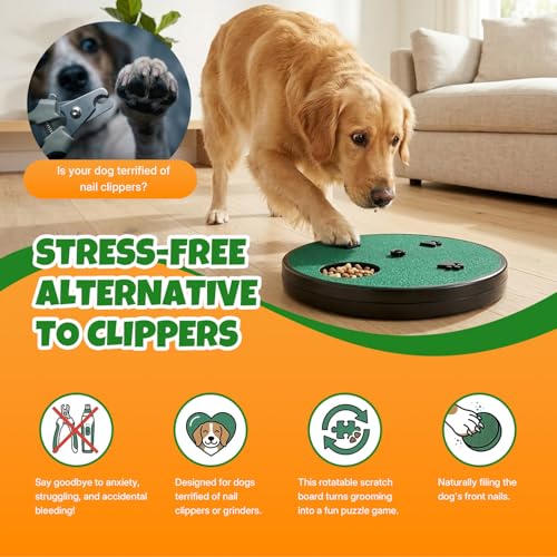 Mcbazel Dog Nail Scratch Board for Large & Small Dogs, 13" Upgraded Rotatable Dog Scratch Pad for Nails with Treat Box, Trimmer Grinder Filer, Stress-Free Alternative to Clippers [1 Extra Pad]
