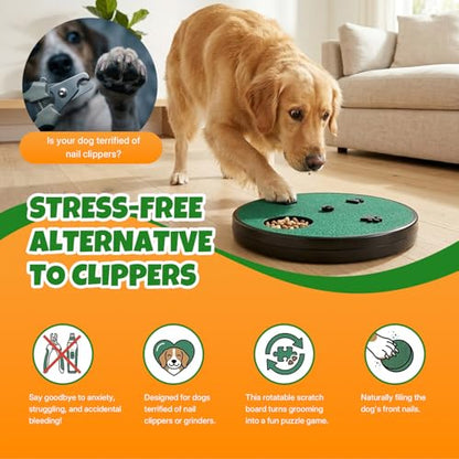 Mcbazel Dog Nail Scratch Board for Large & Small Dogs, 13" Upgraded Rotatable Dog Scratch Pad for Nails with Treat Box, Trimmer Grinder Filer, Stress-Free Alternative to Clippers [1 Extra Pad]