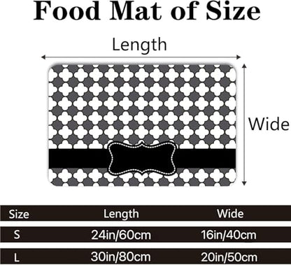 Personalized Dog & Cat Food Mat with Name | Waterproof PU Pet Bowl Mat Non-Slip Rubber Bottom Easy Clean Available in 3 Sizes (24"×16", 30"×20", 36"×24") Pet Feeding Mat for Food & Water （Dot） - color: Dot