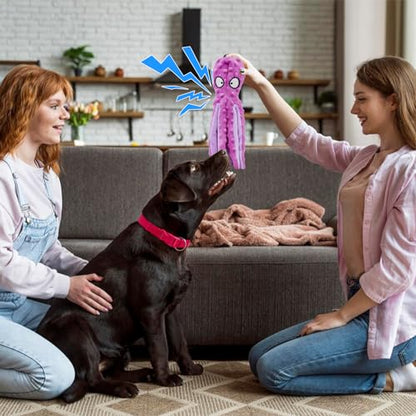 Squeak Dog Toy, 12.5In Plush Octopus Dog Toy with Crinkle Paper and Squeaky Inside, No Stuffing Dog Toys for Indoor Dog (Purple) - color: purple