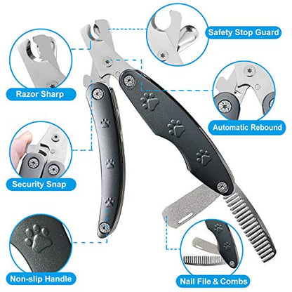 Heavy Duty Dog Nail Clipper for Large Dog Thick Nail, 3in1 Professional Dog Nail Trimmer Sharp Blade