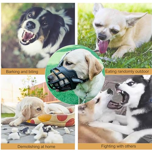 Soft Basket Rubber Dog Muzzle,Dog can Pant and Drink,Breathable Adjustable Muzzle to Prevent Biting and Chewing,Humane Cage Mouth Cover,Perfect for Grooming and Training Aggressive Dog (Black,0#XXS) - size: XXS
