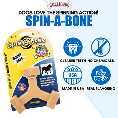 Bullibone Nylon Dog Chew Toy Spin-a-Bone - Interactive Dog Toy, Triggers Natural Instincts, and Improves Oral Health - size: Small / Medium Dog Single
