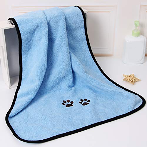 Pet Dog Cat Microfiber Drying Towel Ultra Absorbent Great for Bathing and Grooming (2-Pack) - color: Pink Blue