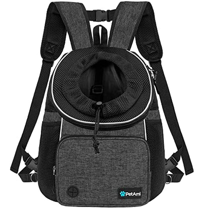 PetAmi Adjustable Dog & Cat Chest Carrier Backpack, Ventilated for Hiking & Camping, Small to Large Pets, Max 10 lbs, Dark Gray - color: Dark Gray, size: Medium (15x8x15.5)