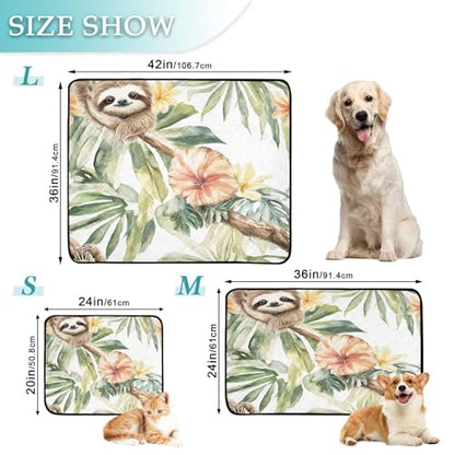 Qilmy Sloth Pet Mat, Waterproof Reusable Dog Training Pad Anti-Slip Pet Creat Pad for Small Medium Large Dogs and Cats - size: Smallx3