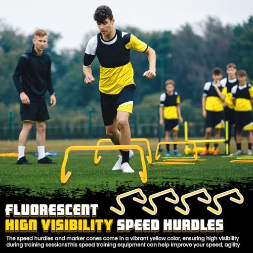 Wettarn 10 Pcs Speed Agility Training Hurdles Detachable Durable Hurdle Agility Plyometric and All Purpose Speed Training Equipment for Athletes Soccer Basketball - color: Yellow, size: 9 Inch