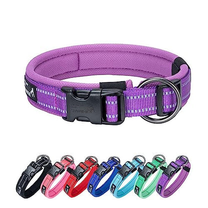 EXCELLENT ELITE SPANKER Reflective Dog Collar Classic Soft Padded Breathable Nylon Adjustable Pet Collar with Quick Release Buckle for Boy Girl Male Female Small Medium Large Dogs Training(Purple-XL,) - color: Purple, size: XL
