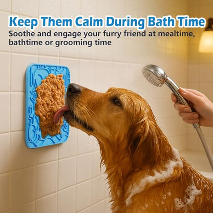 Jalopink Lick Mat for Dogs & Cats, Dog Lick Mat with Suction Cups for Anxiety Relief, Slow Feeder Dog Licking Mat, Puppy Licki Mat for Bath Time, Grooming & Training 2 Pack - color: 5.9"x5.9"｜Sky Blue & Mint Green