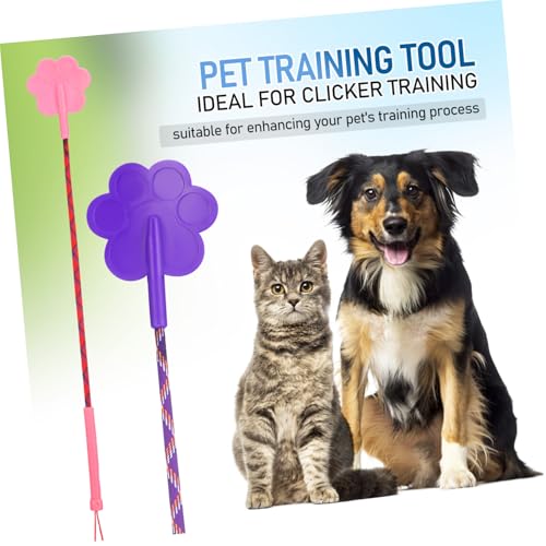 BESTonZON 2Pcs Cute Paw Shaped Pet Training Tool Dog Trainer Clicker Cat Training Stick Easy to Use Engaging Design for Behavior Improvement Multi Pet Compatibility