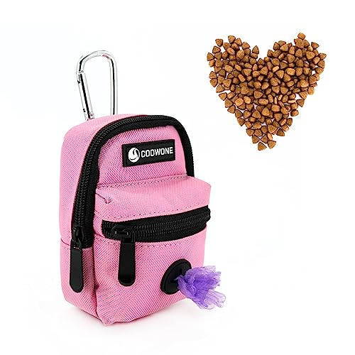 Dog Treat Pouch Dog Poop Bag Holder for Leashes, Pets Snack Container With Inner Small Bag, Puppy Supplies Perfect for Training and Walking - color: Pink 2