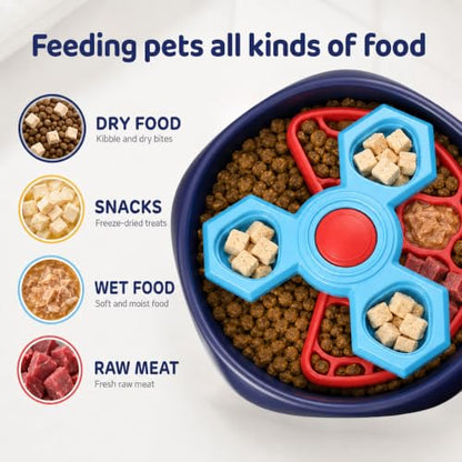Slow Feeder Dog Bowls with Removable Puzzle Inserts, 3-Layer Interactive Dog Puzzle Feeder, Non-Slip Base Slow Feeder & Lick Bowl for Medium & Large Breeds (RED) - color: Red