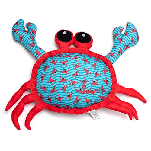 The Worthy Dog Crab Tough Plush Dog Toy – Durable Chomp-Resistant Dog Toy with Multiple Squeakers, Reinforced Mesh Lining & Strong Stitching - Teal, Small - color: Crab - Teal, size: Small