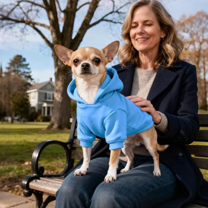 Idepet Pet Dog Hoodies Dog Clothes for Small Dogs Vest Chihuahua Clothes Warm Coat Jacket Autumn Puppy Outfits Cats Dogs Clothing(M,Dark Blue) - color: Dark Blue, size: Medium