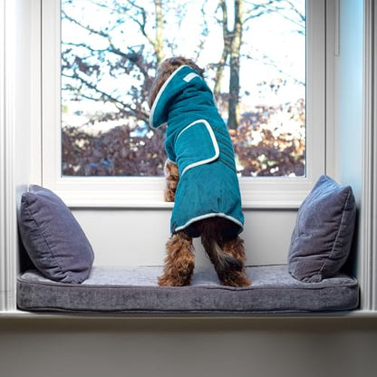 Lucky Pooch® Dog Robe - Luxurious Dog Bathrobe - Ultra Absorbent Dries Your Dogs in Minutes! Double-Layer, Super Soft Towel and Bath Robe All in One (M, Teal) - color: Teal, size: M