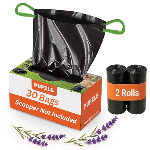 Pupzle Dog Pooper Scooper with Bag Attachment, 40" Long Handle Pooper Scooper for Large Dogs, Dog Poop Scoop for Yard, Large Capacity Swivel Bin and Rake, Lavender Scented Bags (Black) - color: Black