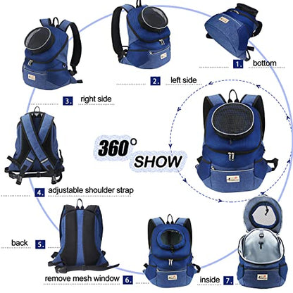 Pet Dog Carrier Backpack Adjustable Breathable Front Pack Head Out Removable Design Puppy Cat Dog Backpack for Small Dogs Cats Padded Shoulder Bag for Travelling Hiking Camping Outdoor Trip