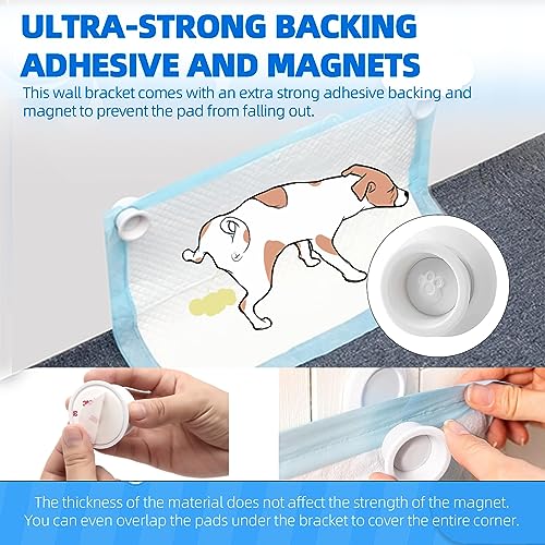 (4-Pack) Potty Training Pad Magnetic Holder Compatible with Any Size of Puppy Pee Pads Perfect for Leg-Lifting Marking Dogs, Strong Magnets Will Stick on Most Flat Surfaces - White - size: Bowl
