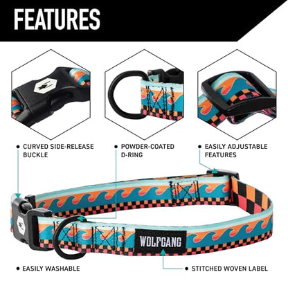 Wolfgang Heavy Duty, Adjustable Dog Collar with Quick Release Nylon Buckle for Walking & Training, BuenaOnda Print, Small - color: BuenaOnda Print, size: Small (5/8 Inch x 8-12 Inch)