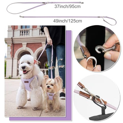 Puppytie No Pull xs Dog Harness with Multifunction Dog Leash,Soft Adjustable No Choke Escape Proof Pet Harness Vest,Light Purple,XS - color: Purple, size: XS(4.5-11lb）