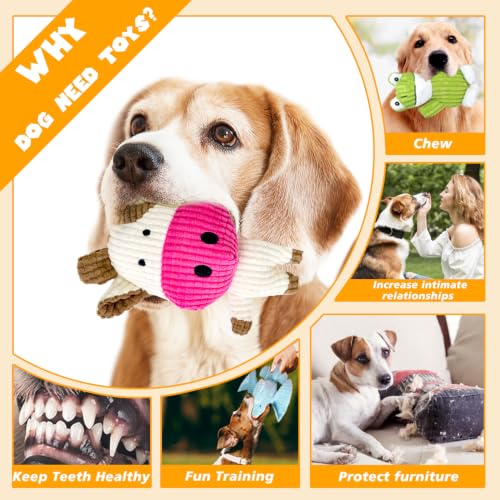 MRSOHRET 5 Pack Dog Toys Squeaky, Tough Stuffed Plush Puppy Chew Toys for Teething, Durable Plush Dog Toy for Large Medium Small Breed to Keep Them Busy - style: 5 pcs dog toys