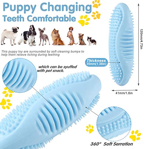 Skylety 6 Pcs Puppy Teething Chew Toys Rubber Bones Shaped Cute Dog Pet Small Dog Toys for 2-8 Months Small Dogs Cleaning Relieving Itching(Blue, Pink, Yellow Green) - color: Blue, Pink, Yellow Green