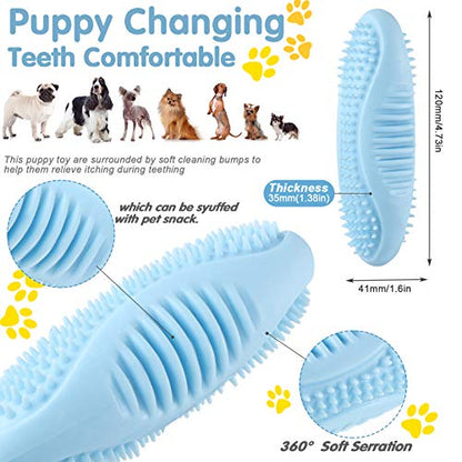 Skylety 6 Pcs Puppy Teething Chew Toys Rubber Bones Shaped Cute Dog Pet Small Dog Toys for 2-8 Months Small Dogs Cleaning Relieving Itching(Blue, Pink, Yellow Green) - color: Blue, Pink, Yellow Green