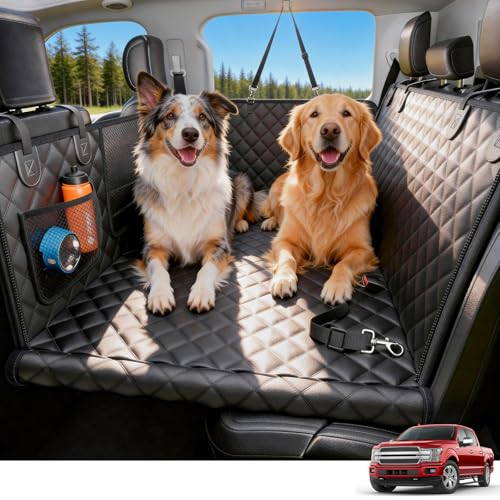 Wigoo Dog Truck Seat Cover for Back Seat, 450lb Support Hard Bottom Hammock for 1–4 Large Dogs, Waterproof & Anti-Scratch Backseat Protector, Car Bed Extender for Truck & SUV, Size-XL, Black - color: Black, size: XL - Full-Size Trucks,SUVs