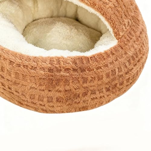 Cat Cave Bed | Small Semi Enclosed Anti-Slip Dog Nest Bed | Calming Nest Covered Kitten Cave | for Home Dorm Bedroom Living Room Balcony - color: Dark Coffee