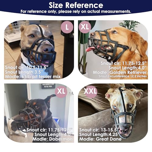 Mayerzon Dog Muzzle for Large Dogs Great Dane, Basket Muzzle for Anti Biting Chewing with Adjustbale Strap, Allows Panting Drinking(XXL, Black) - size: XXL-Snout Cir 13-15.5''