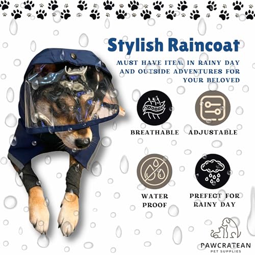Dog Raincoat, Water Resistant, Adjustable, Cool Design (Dark Blue, Small) - color: Dark Blue, size: Small