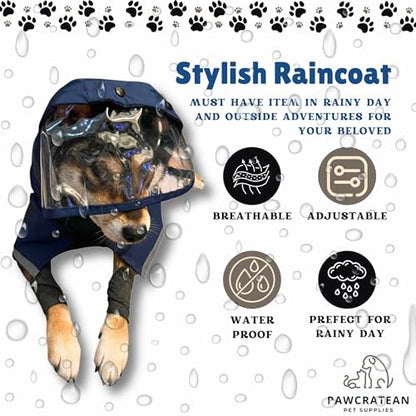 Dog Raincoat, Water Resistant, Adjustable, Cool Design (Dark Blue, Small) - color: Dark Blue, size: Small