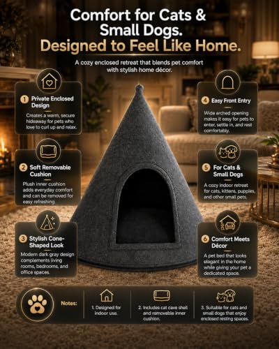 Indoor Dog House for Medium Small Sized Dogs - Dog Tent with Washable Removable Cover, Dog Cave Bed Foam Cushion, Inside Dog House Large Space (Medium)