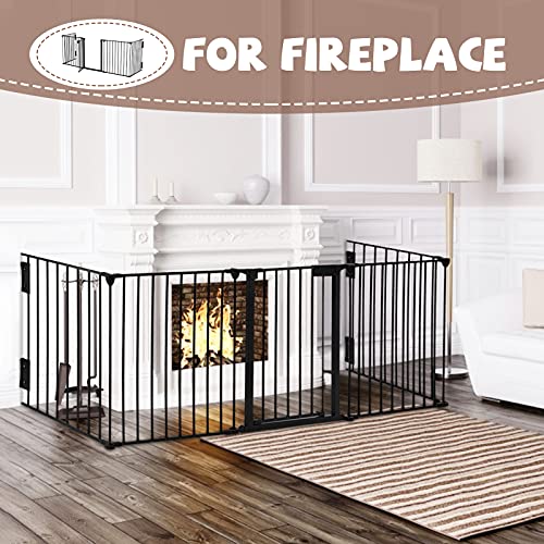118" Wide Baby Gate Metal Safety Playpen - Fireplace Fence for Toddler/Pet/Dog, Fits 72"- 118" Wide, 5-Panel (30" H, Black) - size: 118" Wide, 5-Panel (30" H)