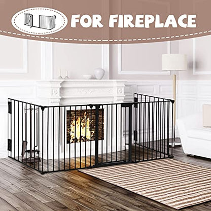 118" Wide Baby Gate Metal Safety Playpen - Fireplace Fence for Toddler/Pet/Dog, Fits 72"- 118" Wide, 5-Panel (30" H, Black) - size: 118" Wide, 5-Panel (30" H)