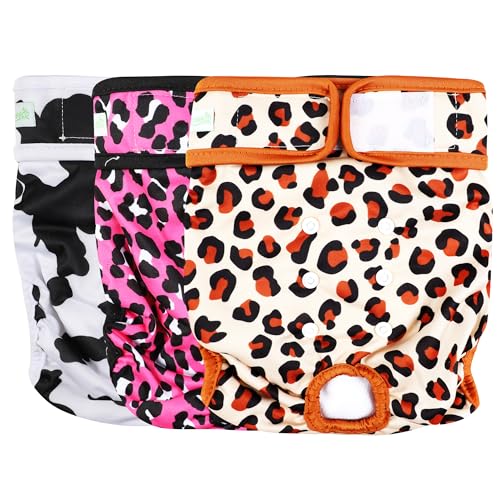 wegreeco Luxury Washable Reusable Dog Diapers (Stylish Pattern) - Female Dog Diapers, Doggie Diapers, 3 Pack (Cheetah Print, Small) - color: Cheetah Print, size: Small