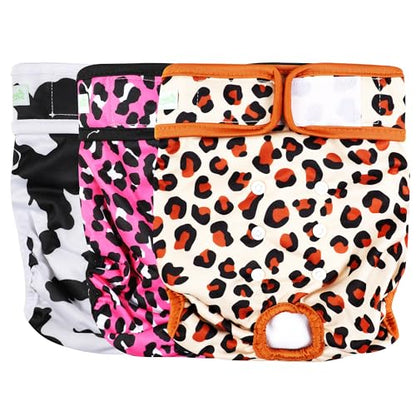 wegreeco Luxury Washable Reusable Dog Diapers (Stylish Pattern) - Female Dog Diapers, Doggie Diapers, 3 Pack (Cheetah Print, Small) - color: Cheetah Print, size: Small