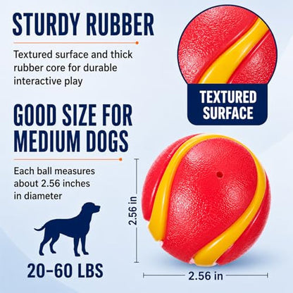 Soulchen 6 Pcs 2.5in Floating Squeaky Dog Balls Toys for Water Play High Bouncy Balls for Interactive Playing Bouncy Fetch Pet Toys for Dogs Durable Rubber Dog Ball for Pool, Lake and Beach