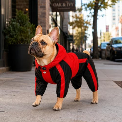 Lovelonglong Dog Hooded Raincoat, Small Dog Rain Jacket Poncho Waterproof Clothes with Hood Breathable 4 Feet Four Legs Rain Coats for Small Medium Large Pet Dogs Red S - color: Red, size: S (Small Dog ~7lbs)