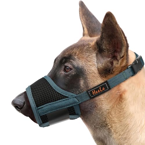 HEELE Dog Muzzle,Soft Nylon Muzzle Anti Biting Barking Chewing,Air Mesh Breathable Drinkable Adjustable Loop Pets Muzzle for Small Medium Large Dogs (Blackish Green, S) - color: Blackish Green, size: S