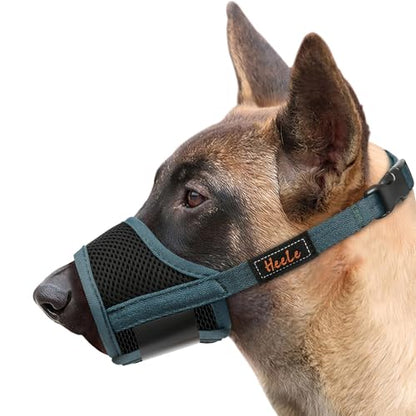 HEELE Dog Muzzle,Soft Nylon Muzzle Anti Biting Barking Chewing,Air Mesh Breathable Drinkable Adjustable Loop Pets Muzzle for Small Medium Large Dogs (Blackish Green, S) - color: Blackish Green, size: S