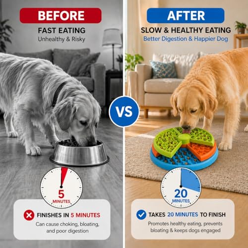 3-Level Slow Feeder Dog Bowls - Non-Slip Interactive Dog Puzzle Toy