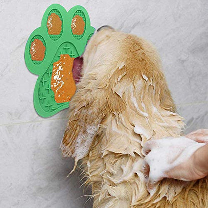 Dog Licking Mat for Anxiet Peanut Butter Slow Feeder Bowls Licking Pad with Strong Suction to Wall for Pet Bathing,Grooming,and Training (Green) - color: Green-mat