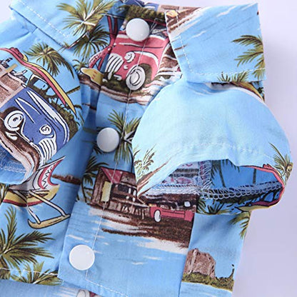 Tangpan Summer Pet Daisy Hawaiian Beach Plaid Print Shirts Clothes for Dog Blue XL - color: Blue, size: X-Large