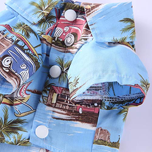 Tangpan Summer Pet Daisy Hawaiian Beach Plaid Print Shirts Clothes for Dog Blue M - color: Blue, size: Medium