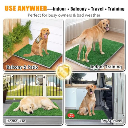 Odor-Free Stainless Steel Dog Grass Pad with Tray, Indoor Dog Potty for Apartment, Easy Clean Reusable Dog Toilet, Large Pet Pee Grass System for Small Medium Large Dogs