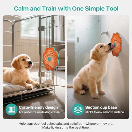 2 in 1 Lick Mat for Crate Training, Dog Slow Feeder Anxiety Relief Pad with Suction Cups, Dishwasher Safe, BPA-Free Silicone for Small & Medium Dogs, 2 Pack - size: 2