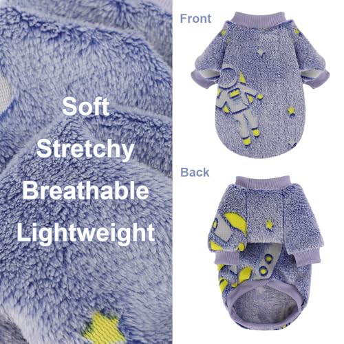 Small Dog Sweater Night Glow Fleece Dog Clothes for Small Dogs Girl Boy, Warm Pullover Doggie Sweatshirt, Winter Pet Coat Jacket Cat Costume, Puppy Outfit Female Male, Blue, S - color: Night Glow Blue, size: Small (Chest 15in )