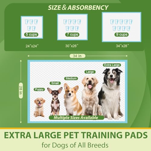 DEEP DEAR Extra Large Dog Pads 28"x34", 30 Count Thicker Puppy Pads XL, Super Absorbent Pee Pads for Dogs, Disposable Incontience Underpads for Doggies, Cats, Rabbits, Pups, Leak-Proof Pet Potty Mats - size: XLarge: 28"x34" - 30 Count