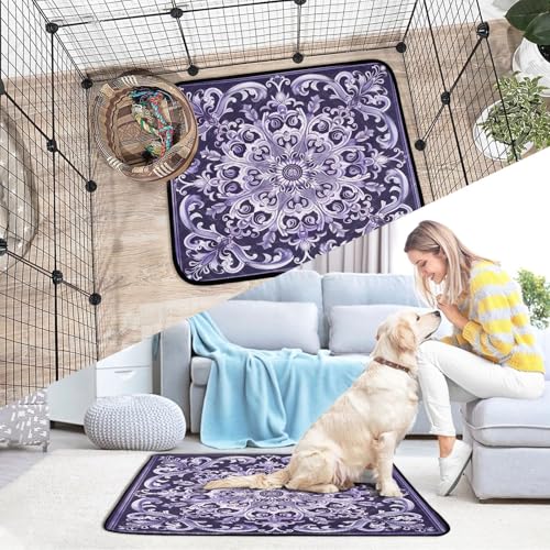 Qilmy Mandala Pet Mat, Waterproof Reusable Dog Training Pad Anti-Slip Pet Creat Pad for Small Medium Large Dogs and Cats - size: Medium+Large